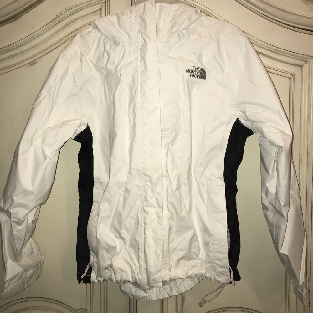 The North Face white rain jacket size small